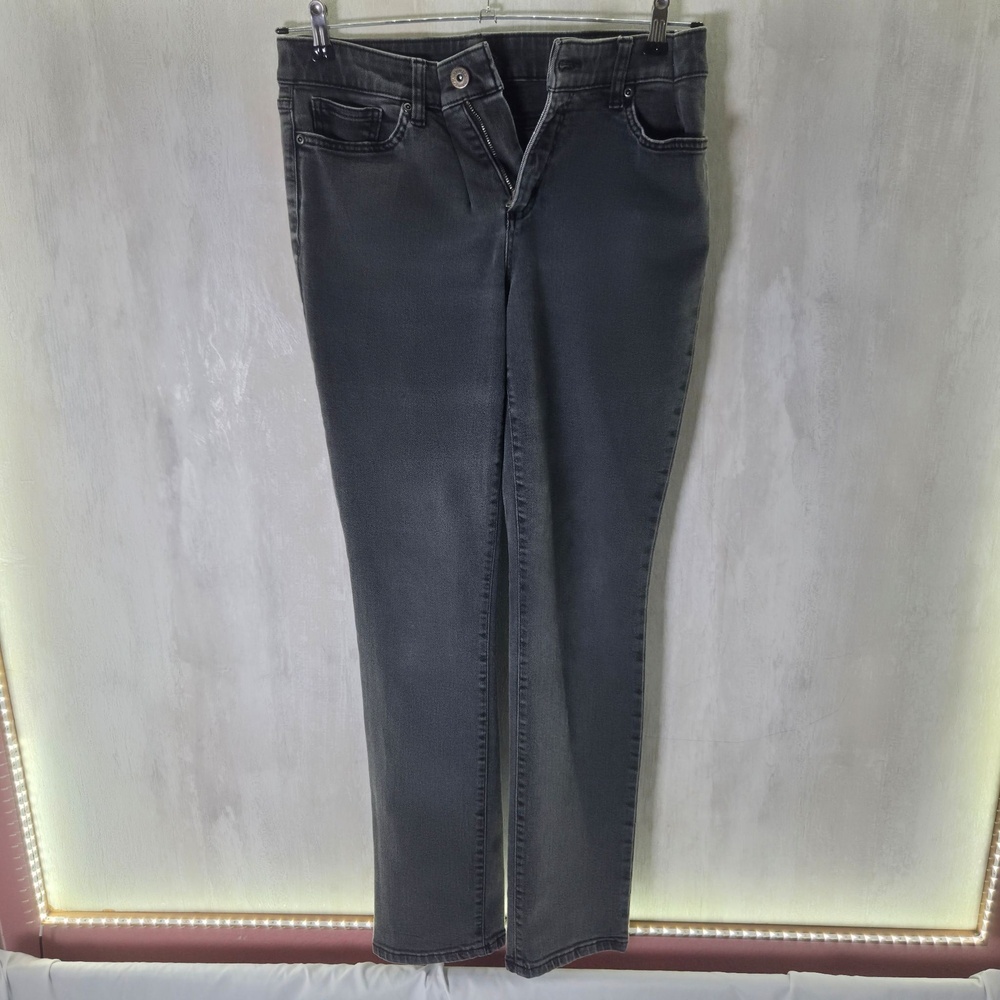 St. John's Bay Jeans Womens 10 Tall Charcoal Wash Straight Leg Stretch Denim